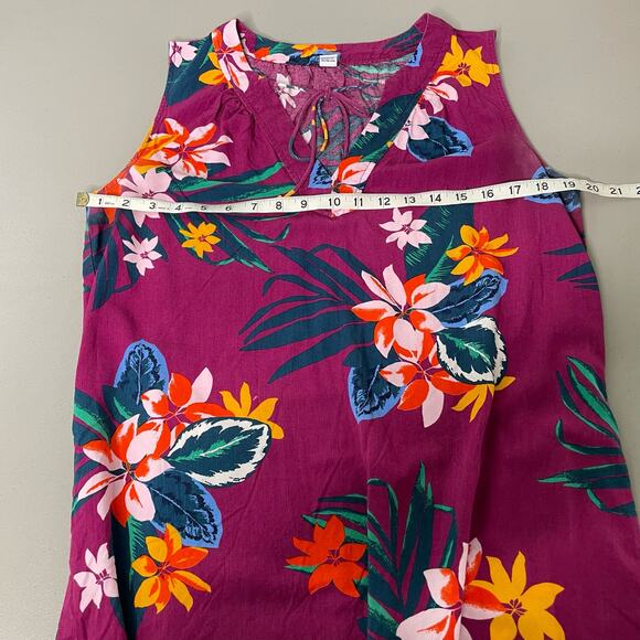 Old Navy Shift Dress Tropical Floral Sundress Sleeveless Tie V Neck Purple M - Picture 9 of 10